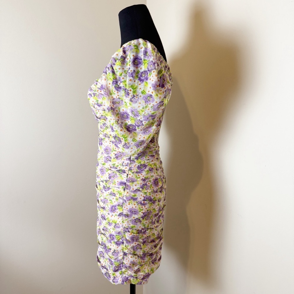 ZARA Ruched Floral Dress Small - Picture 4 of 12